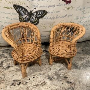 Vintage Wicker Chairs Dollhouse Barbie plush crafts